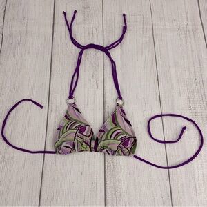 MEI DE MON Women’s Purple and Green Halter Bikini Top Size Medium
